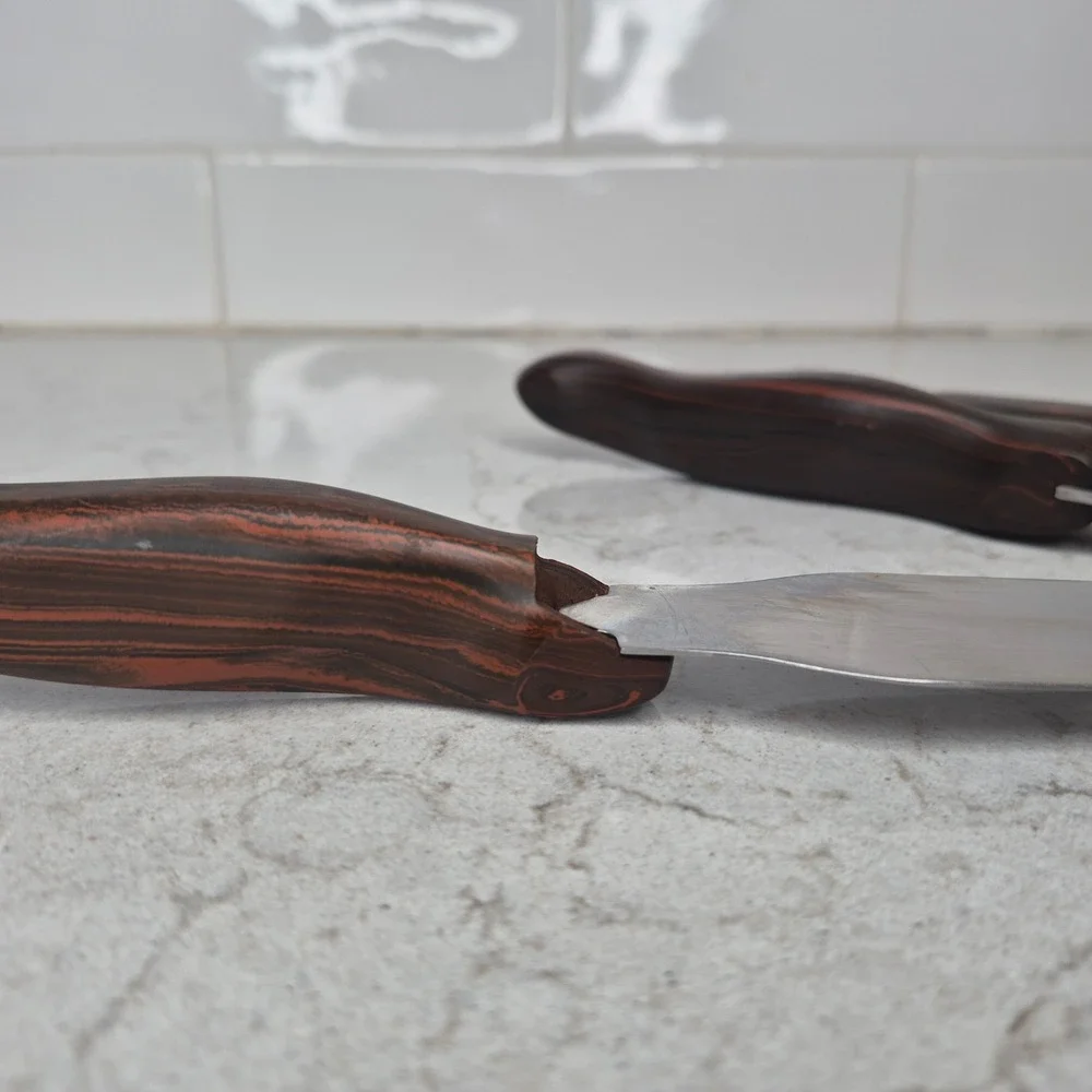 Cutco Vintage 1026 1027 1028 Serving Set Spatula Forks Brown Handle USA